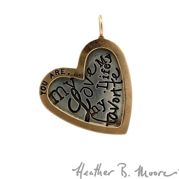 Heather B. Moore Sterling Silver & 14ky Stamped Heart Love Charm Pendant